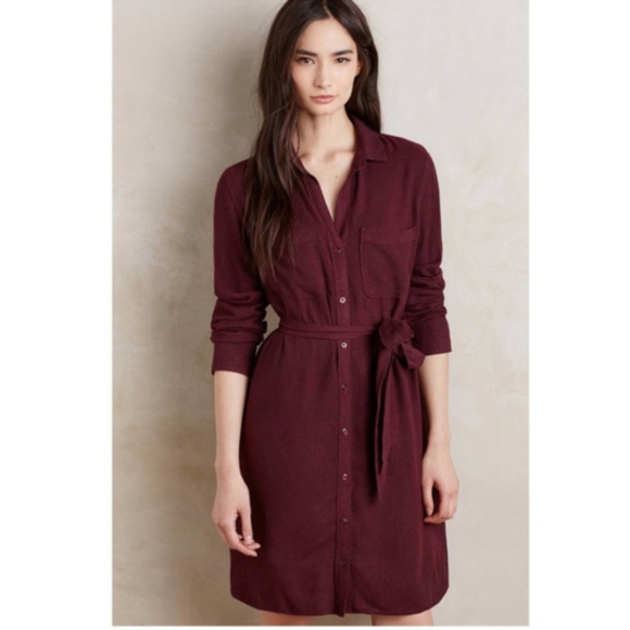 burgundy button down dress